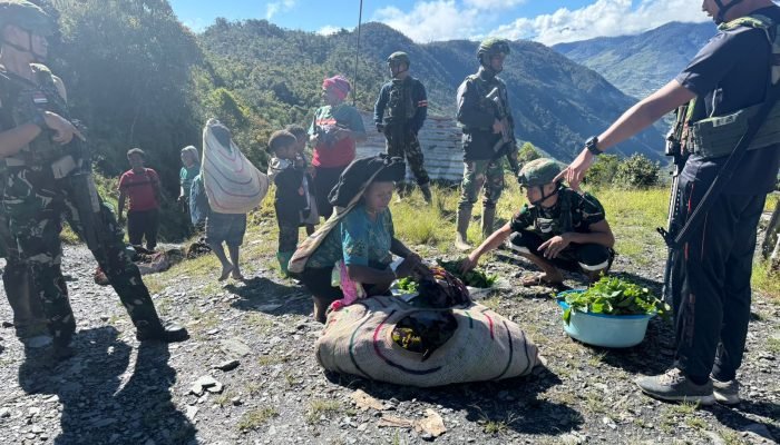 Bantu Perekonomian, Satgas Pamtas Kewilayahan Yonif 715/Motuliato Borong Hasil Panen Kebun Warga di Distrik Mulia