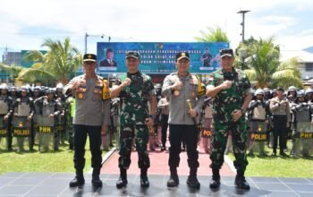 Danrem Santiago Hadiri Latihan Gabungan Dalmas Polda Sulut dan Kodam XIII/Merdeka Hadapi Pilkada 2024